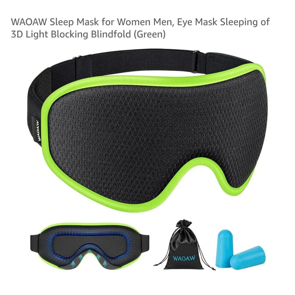 Sleep Mask for Men Women: Blackout Eye Masks 3D Breathable Soft Light Blocking